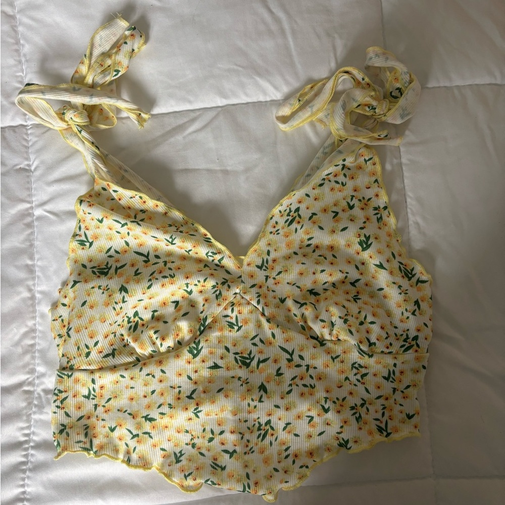 SHEIN Yellow Floral Camisole Top